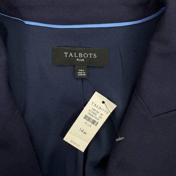 Talbots Tailored Stretch Double Breasted Blazer Jacket Blue Size 14W - Picture 8 of 9